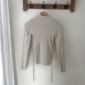 Babaton Sculpt Knit Tie-Back Turtle Neck